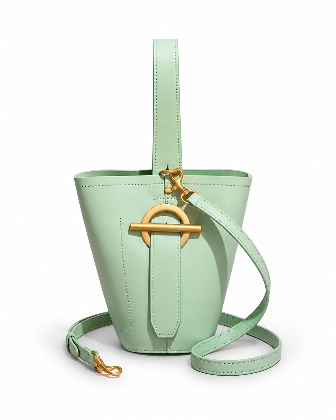 Sculptural Leather Bucket Bag