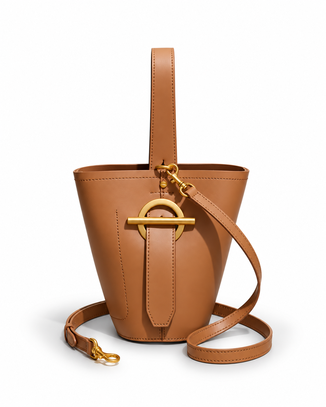 Sculptural Leather Bucket Bag