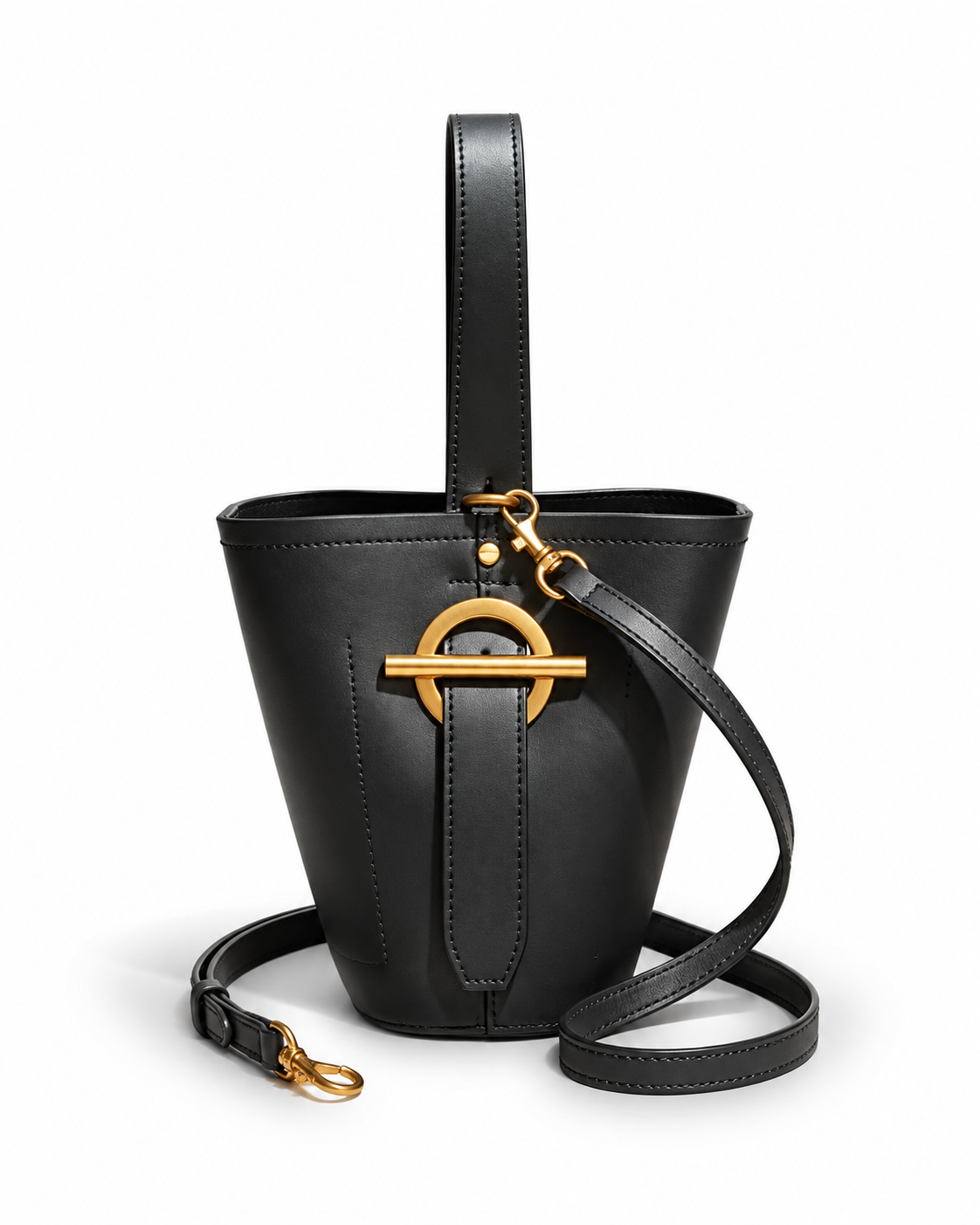 Sculptural Leather Bucket Bag