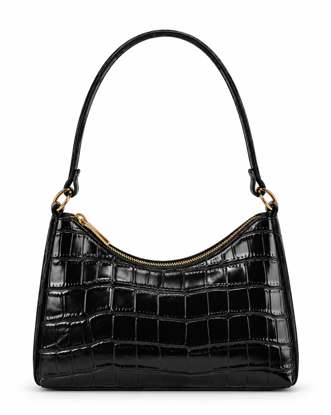 Embossed Texture Baguette Shoulder Bag