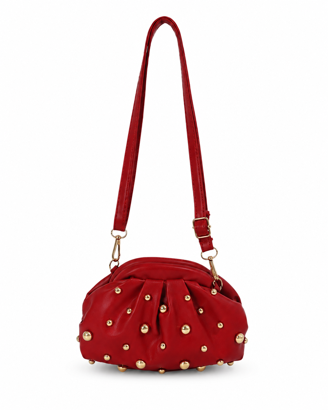 Pleated Dome-Stud Mini Crossbody Bag