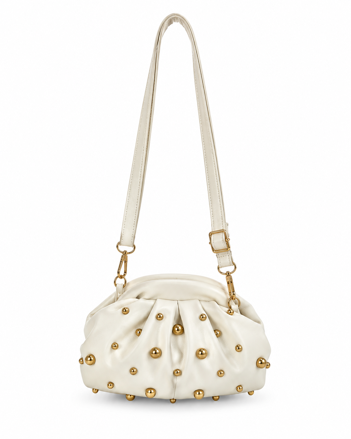 Pleated Dome-Stud Mini Crossbody Bag