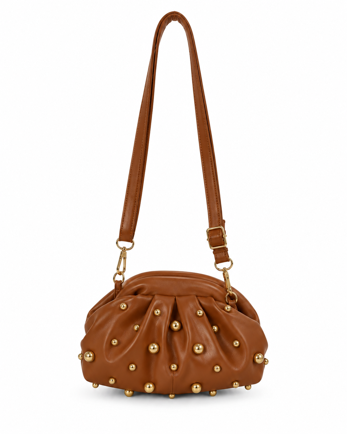 Pleated Dome-Stud Mini Crossbody Bag