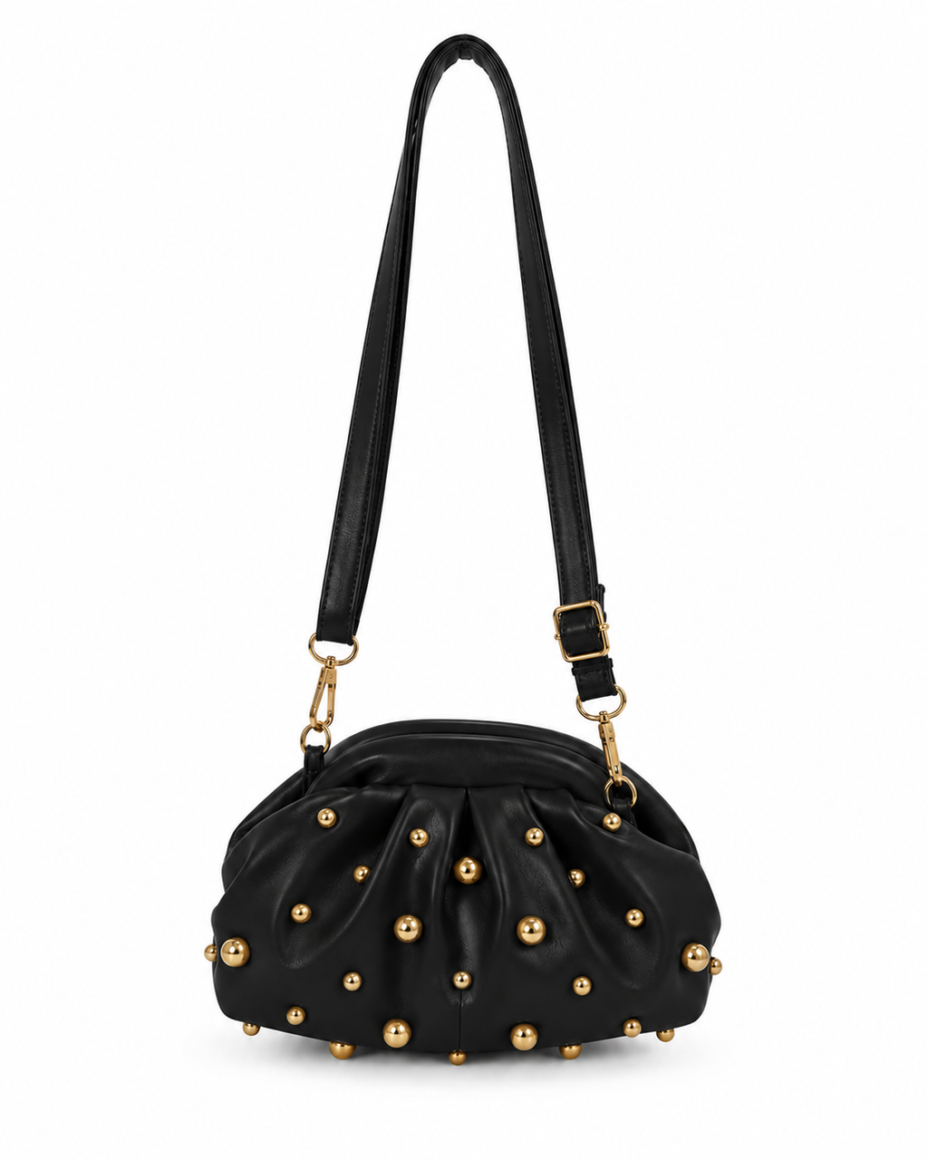 Pleated Dome-Stud Mini Crossbody Bag