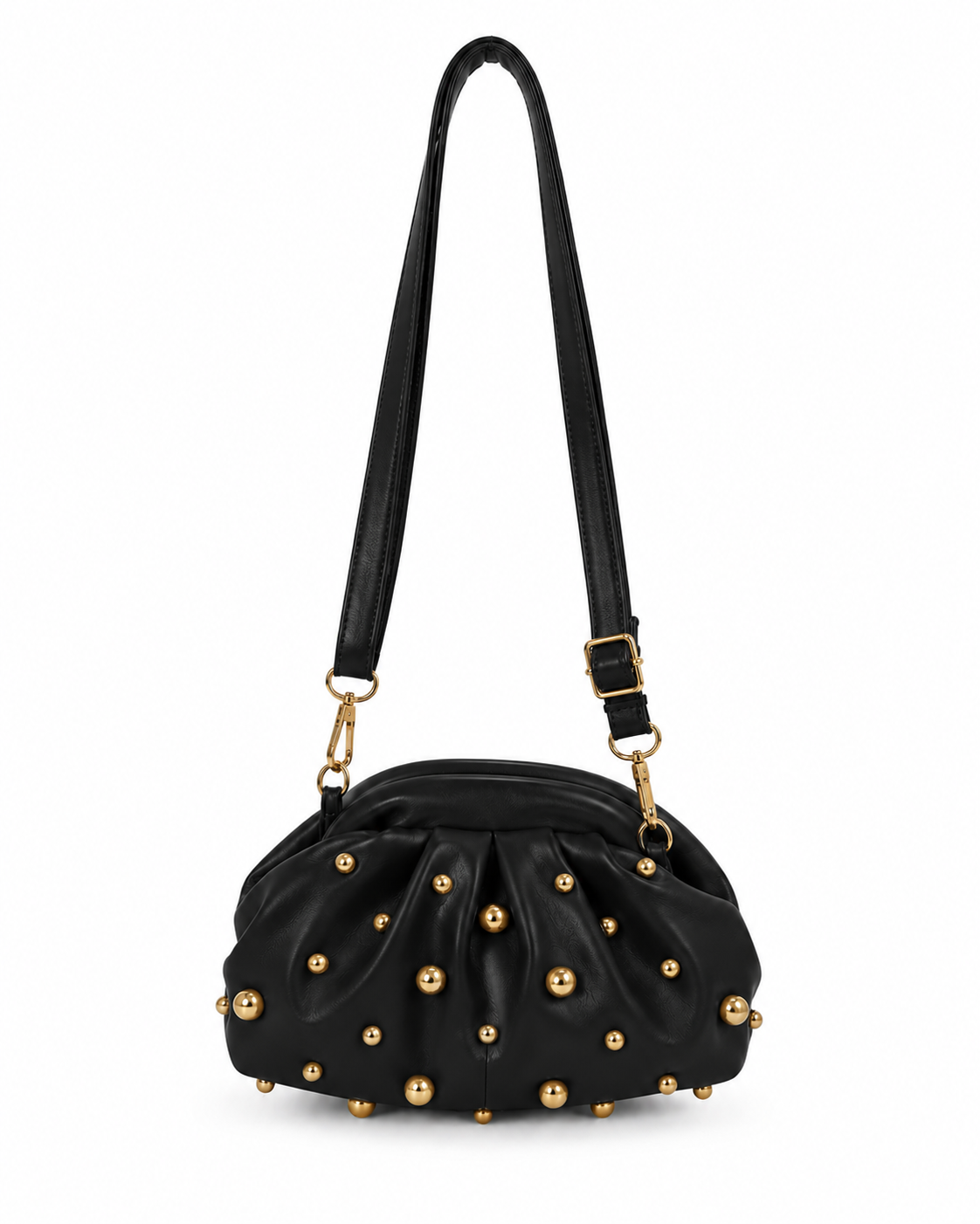 Pleated Dome-Stud Mini Crossbody Bag