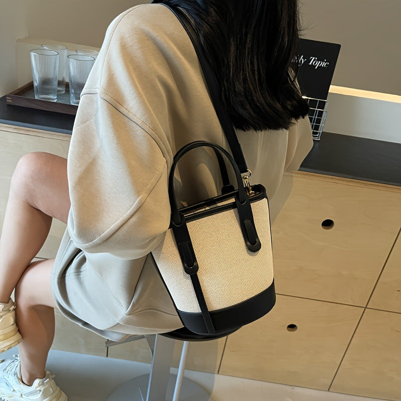 Structured Woven Panel Bucket Bag, product image 4