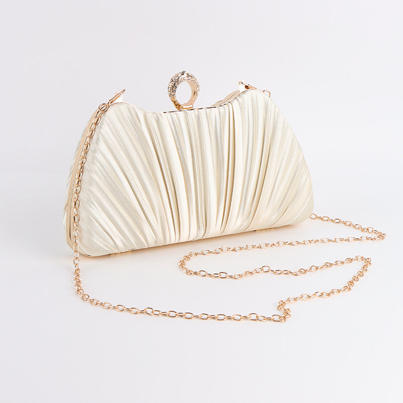 Champagne Pleated Silk Evening Bag, product image 4