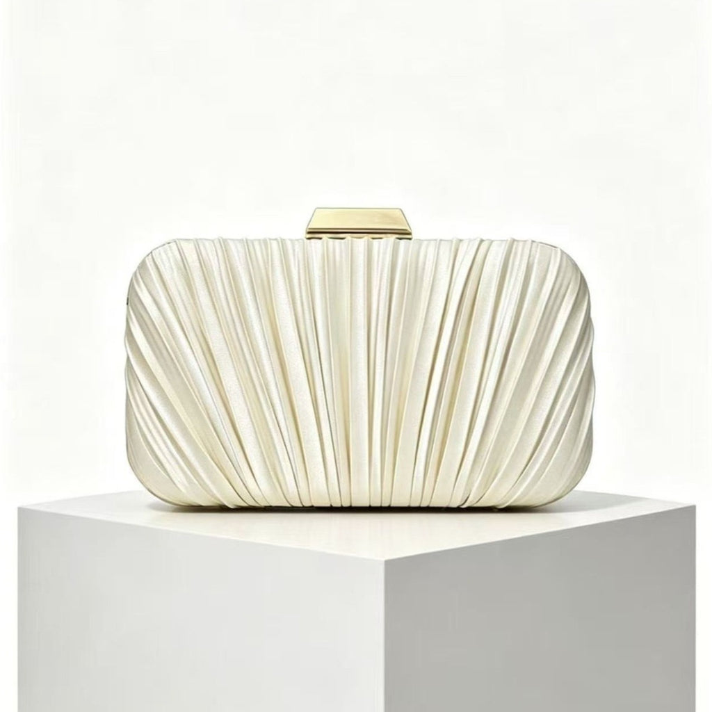 Pleated Silk-Texture Evening Clutch, product image 2