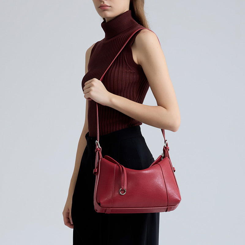 Sleek Draped Leather Shoulder Bag, product image 8