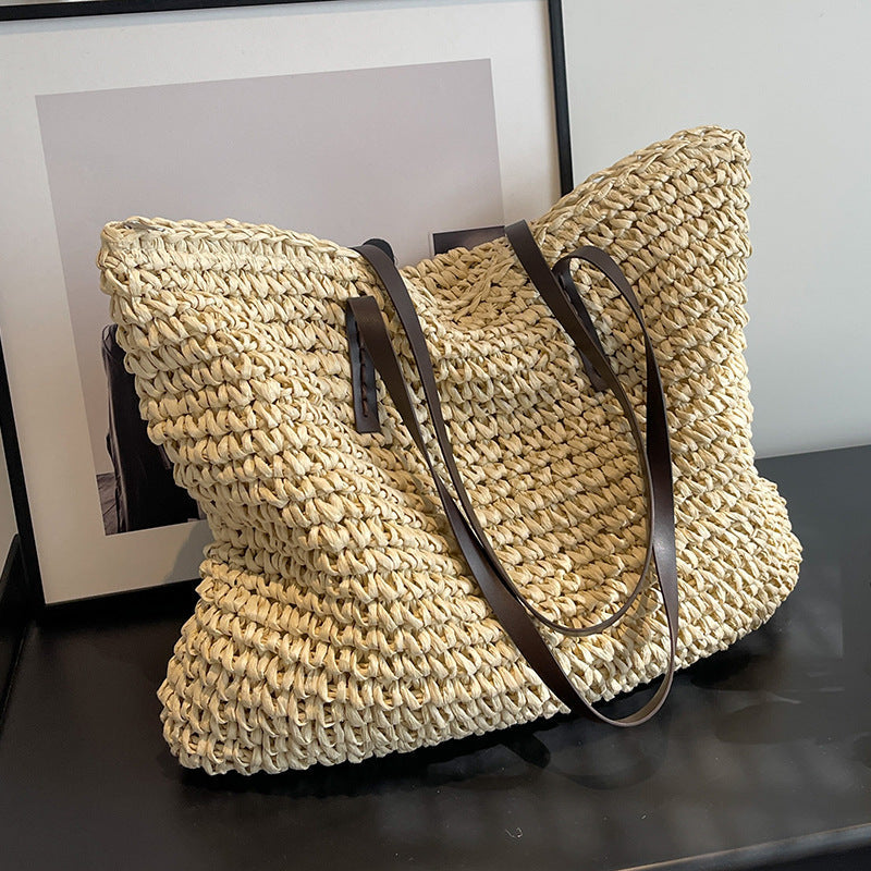 Woven Straw-Effect Shoulder Tote, product image 2