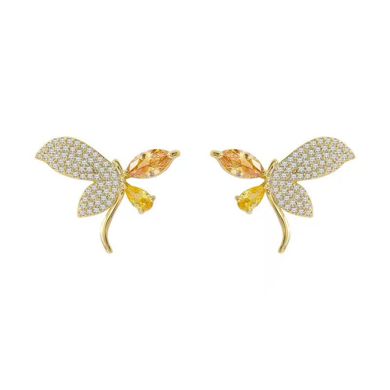 Asymmetric Crystal Butterfly Stud Earrings, product image 2