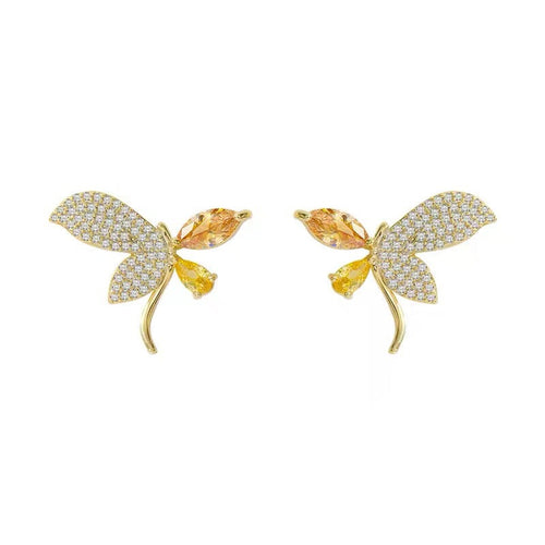 Asymmetric Crystal Butterfly Stud Earrings, product image 2
