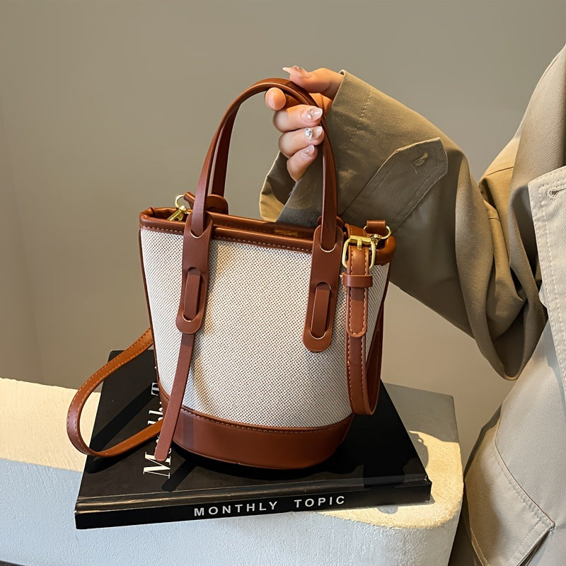 Structured Woven Panel Bucket Bag, product image 2