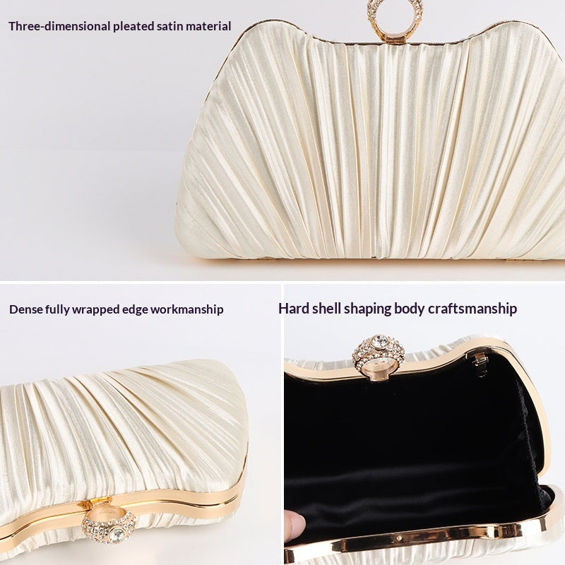 Champagne Pleated Silk Evening Bag, product image 5