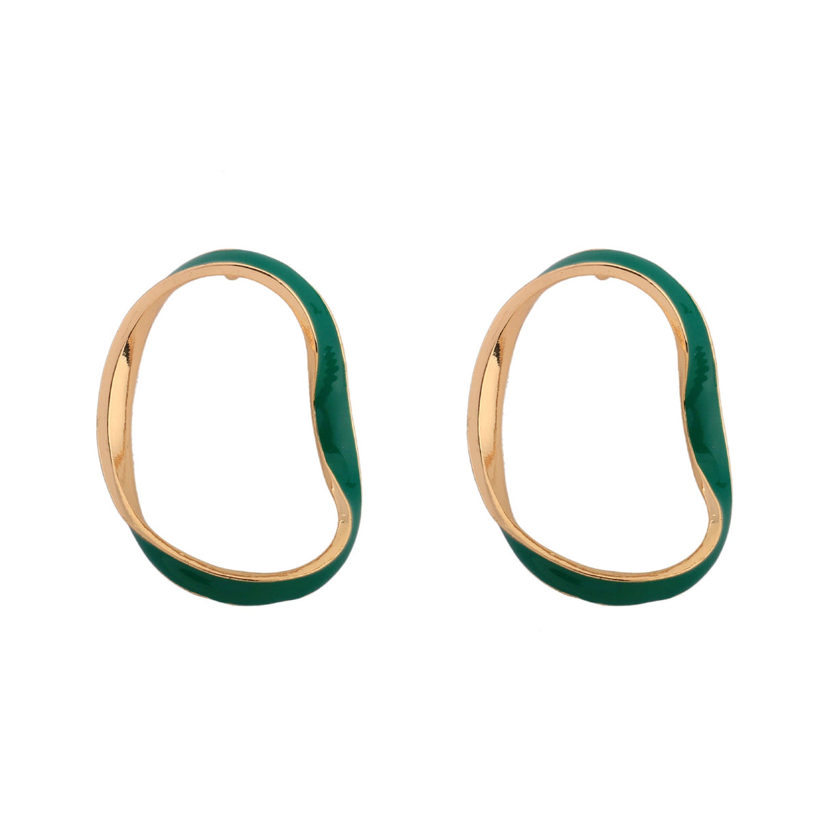 Organic Enamel Hoop Stud Earrings, product image 2