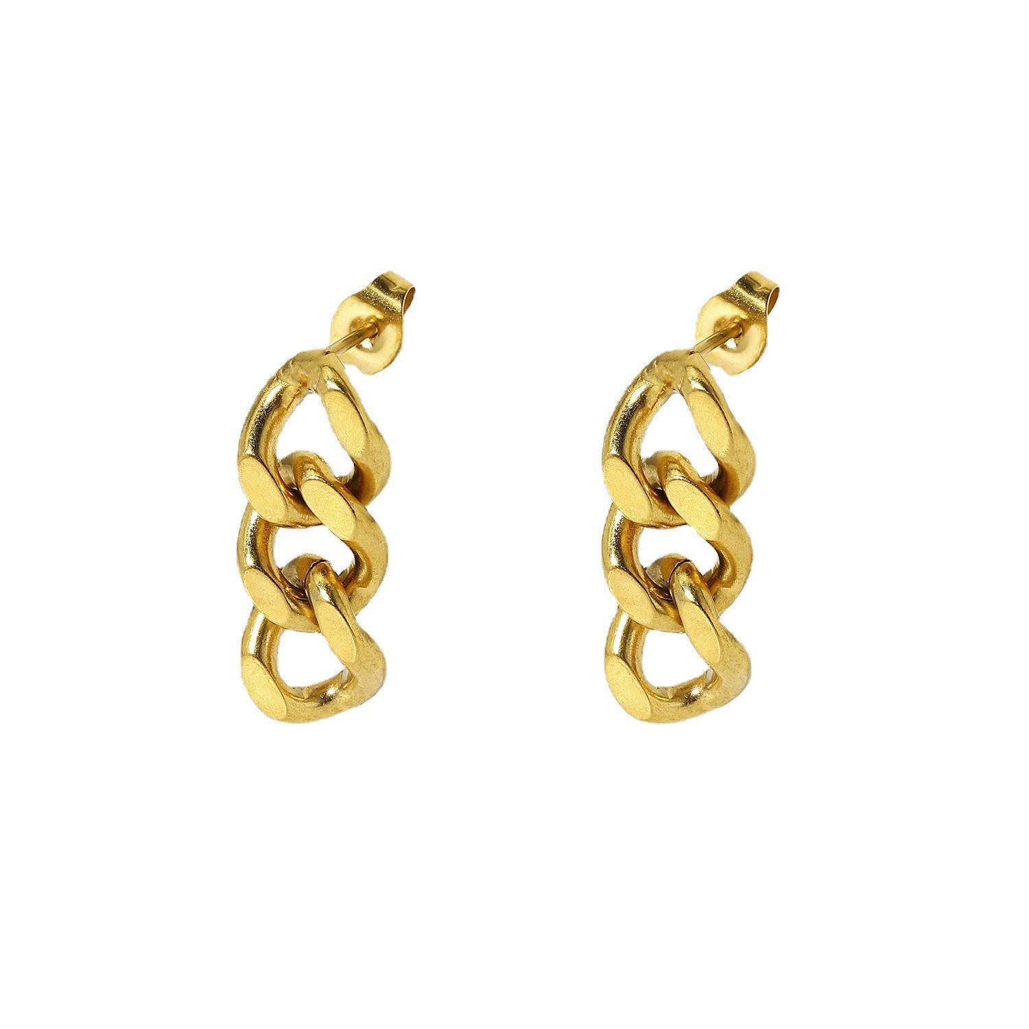 Curb Chain Drop Stud Earrings, product image 4