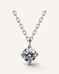 Lunéra de Paris solitaire pendant necklace featuring a round faceted stone on a delicate sterling silver chain